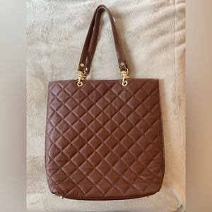 J. McLaughlin Quilted Brown Tote Bag
